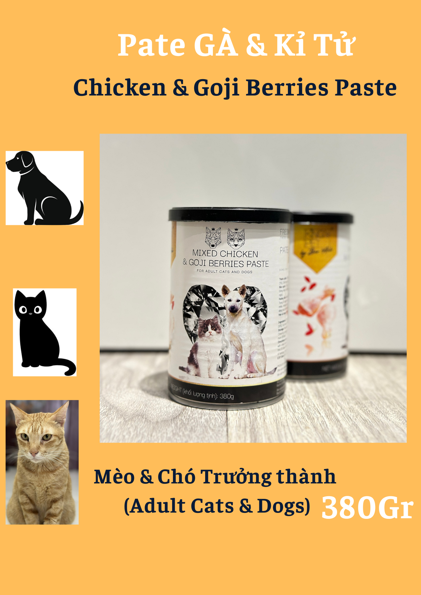 King's Pet Gà &amp; Kỉ Tử - Pate Lon 380Gr [Dành cho Chó và Mèo]