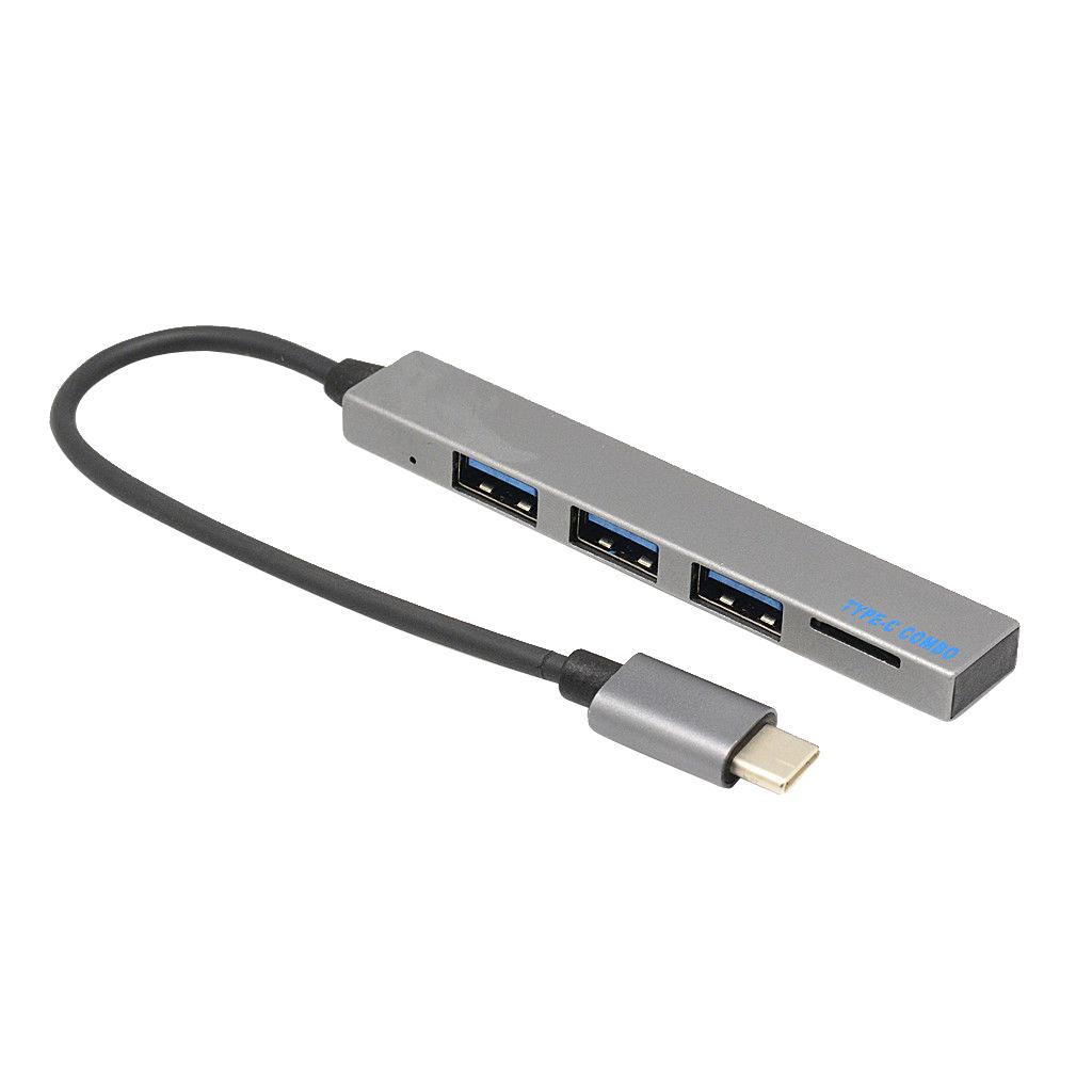 4 in 1 UBS 3.1 Type-C to USB 2.0 with SD Card Reader HUB OTG Adapter Cable,Gray