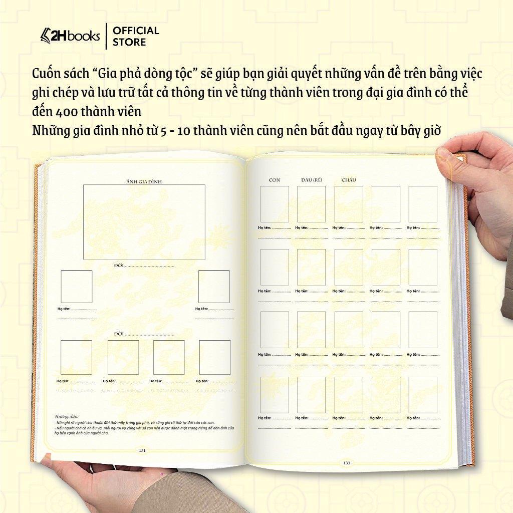 Sách - Gia Phả Dòng Tộc - Bìa Cứng, Kèm Văn Khấn, Ghi Chép Lưu Trữ Gia Nhân Dòng Họ, Gia Phả Tổ Tiên, Sổ Gia Phả - Huy Hoàng Bookstore