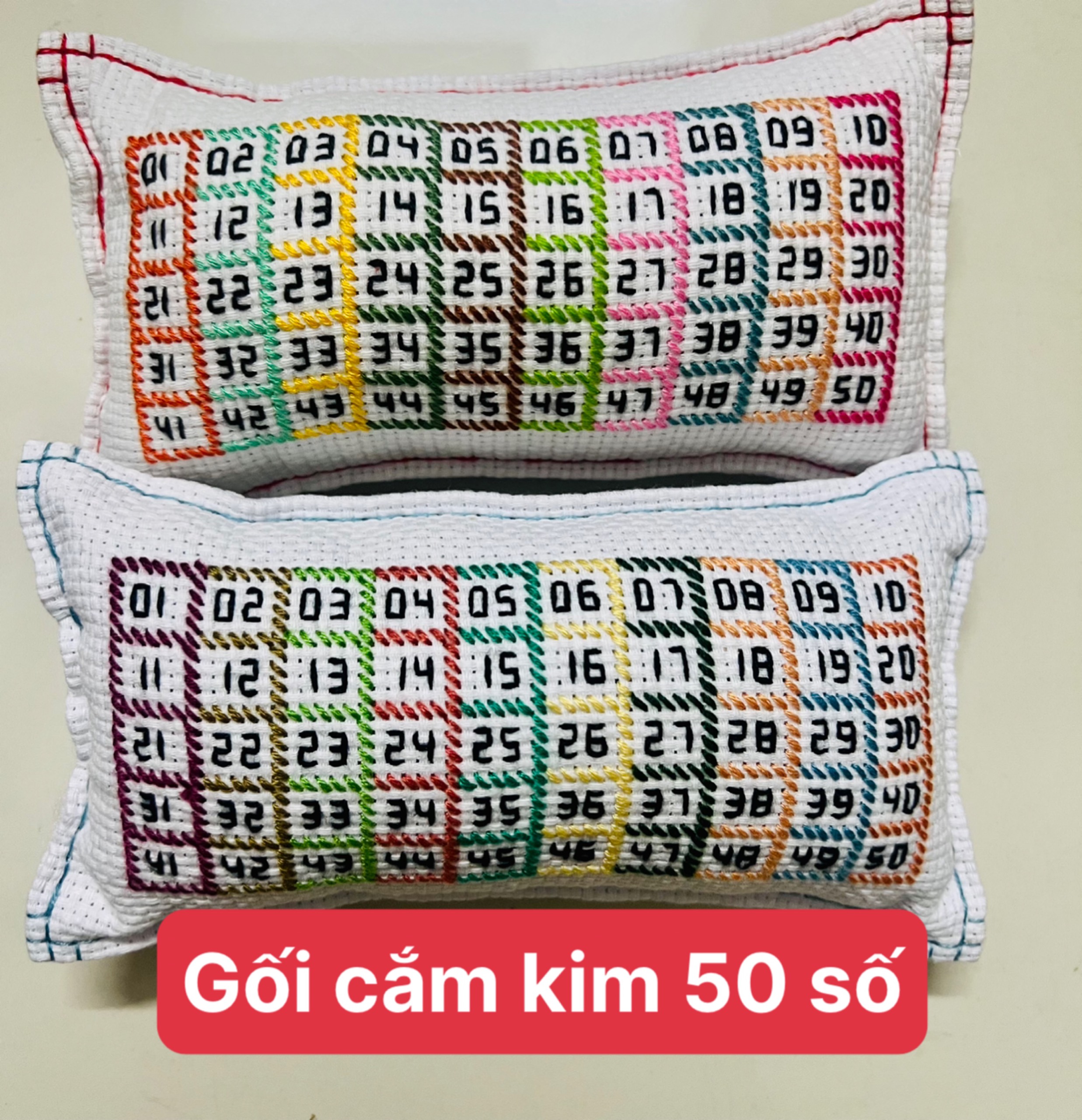 Gối ghim kim có số 100 số và 50 số, đồ dùng chuyên dụng để cắm kim thêu