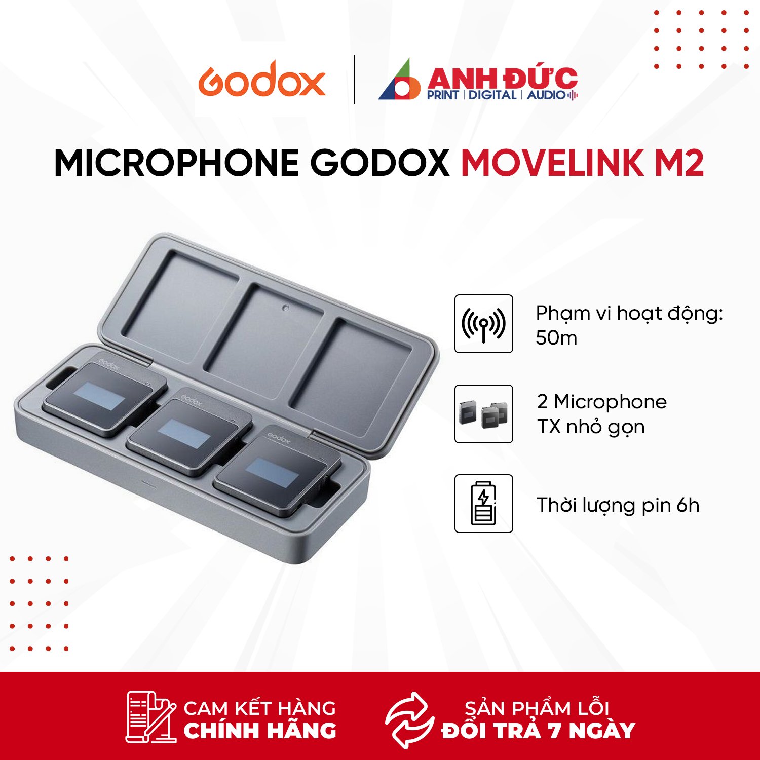 Microphone không dây Godox MoveLink M2 - Hàng Chính hãng