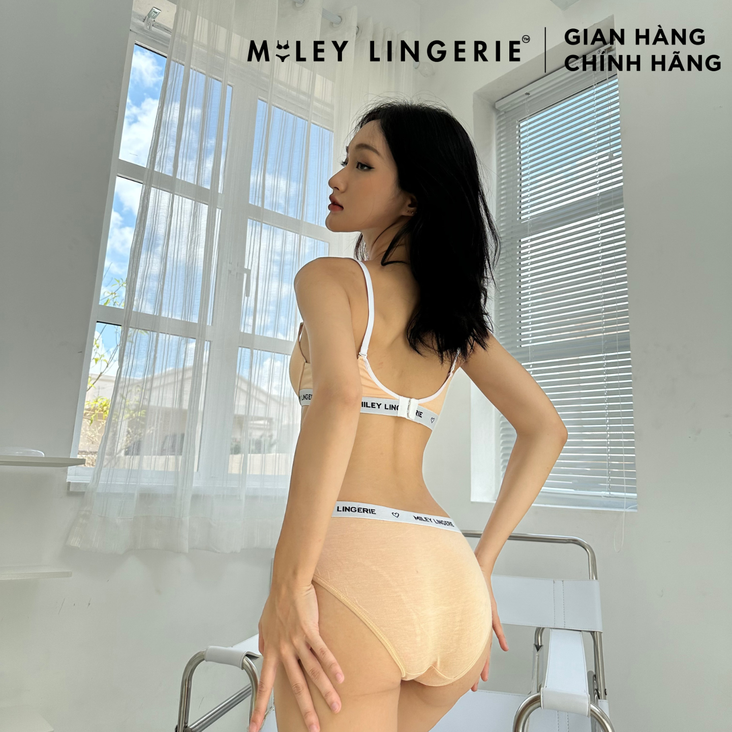 Bộ Quần Áo Cho Nữ Áo Ngực Cotton Có Gọng Và Quần Đồng Bộ Lưng Logo BeingMe Miley Lingerie