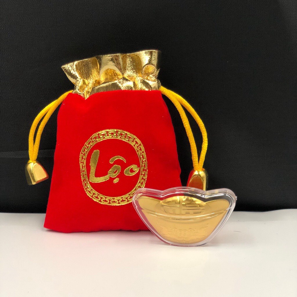 Thỏi Vàng May Mắn Tặng Kèm Túi Gấm Phúc - Lộc. Thần Tài Khai Lộc Phong Thủy