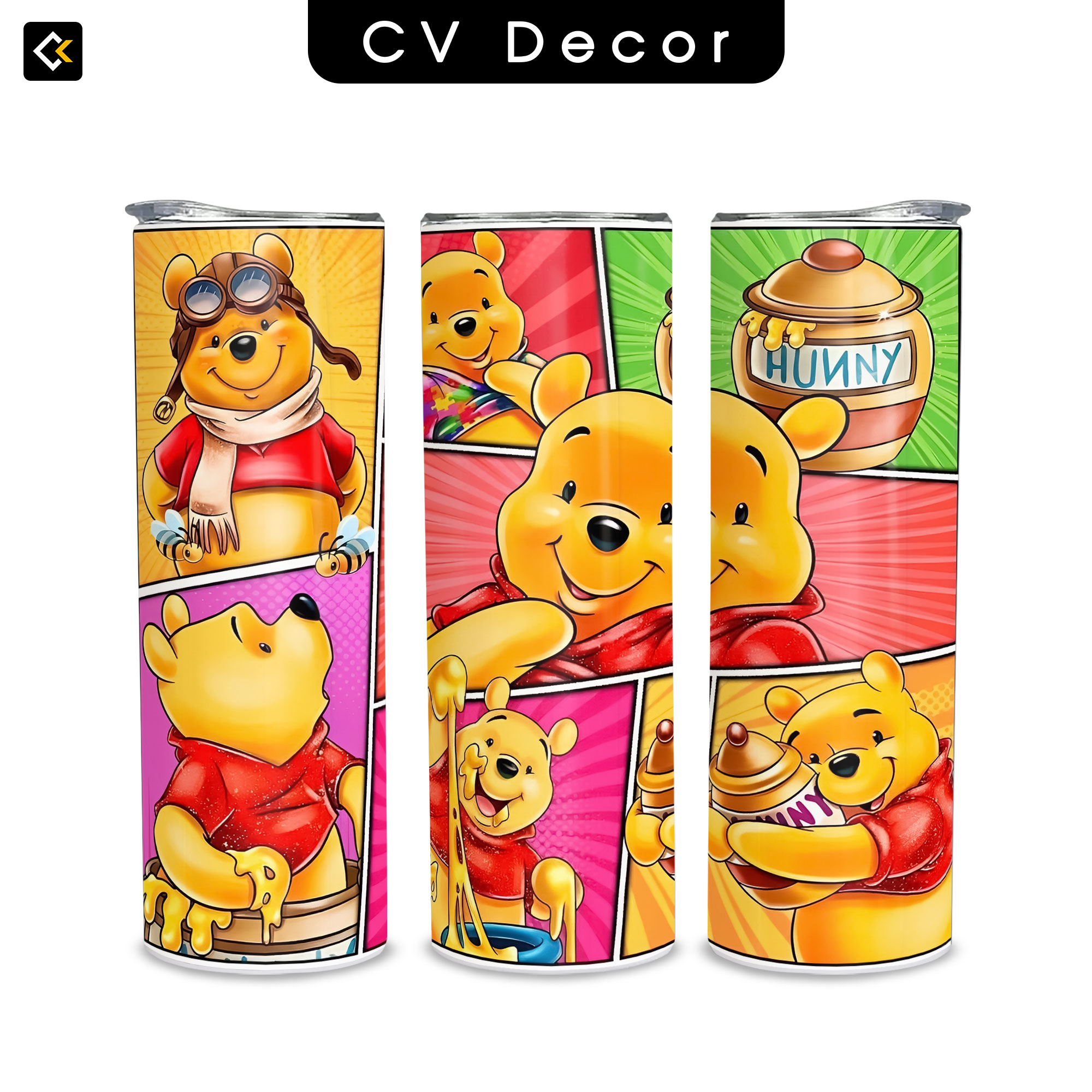 Bình Giữ Nhiệt Gấu Pooh - Ly Giữ Nhiệt Gấu Pooh - Bình Nước Gấu Pooh 2 lớp thép không gỉ SUS304 - 600ml