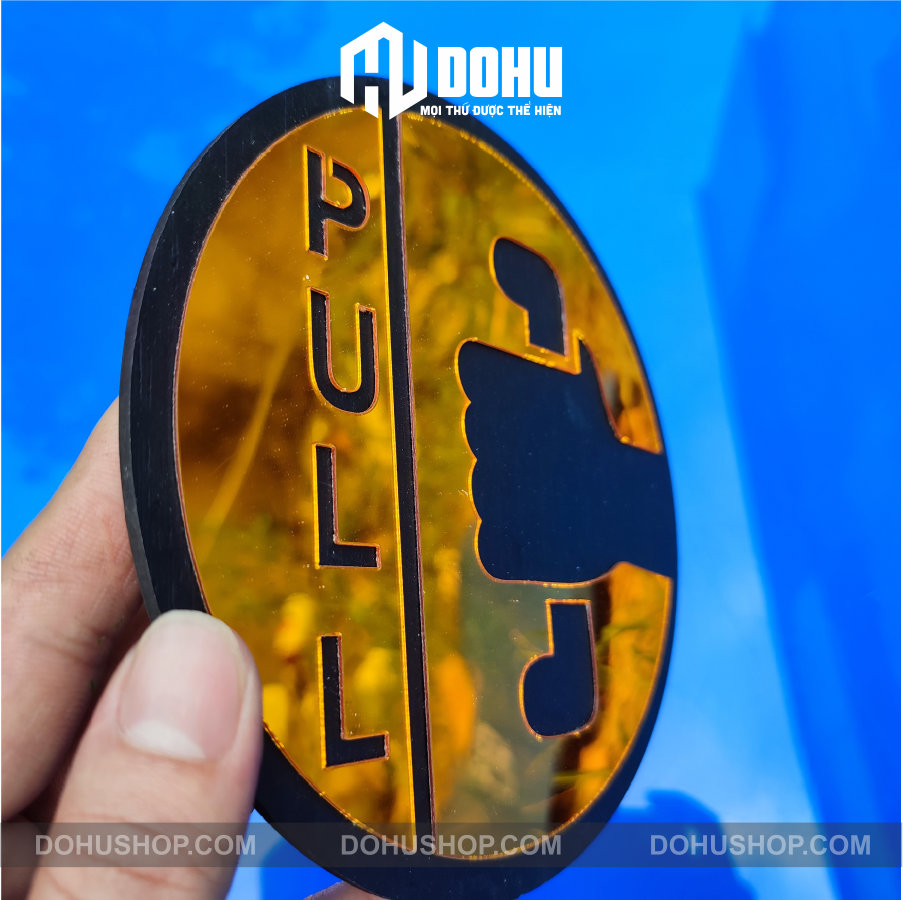 Bảng Gương Vàng Gắn Cửa Pull và Push - Có sẵn băng keo phía sau