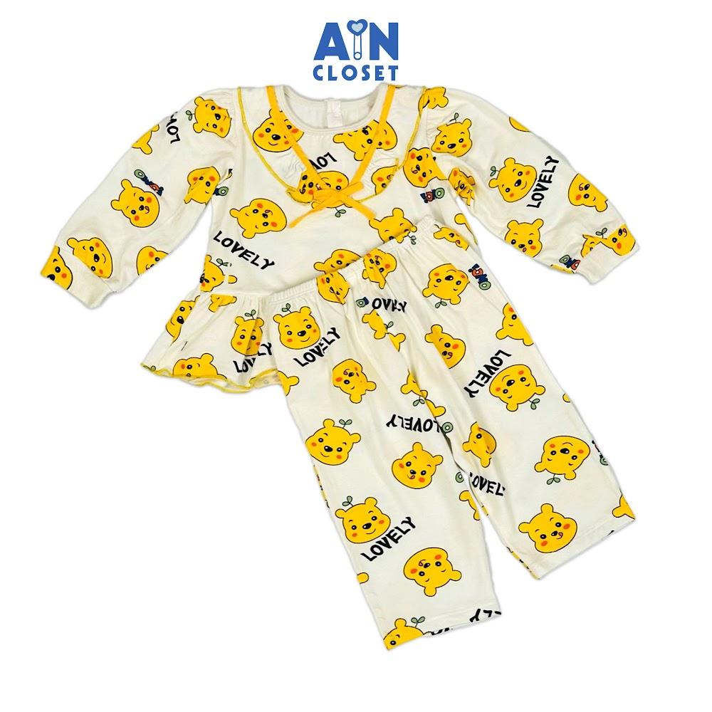 Bộ quần áo Dài bé gái họa tiết Gấu Pooh Vàng Thun cotton - AICDBGCFG4WO - AIN Closet