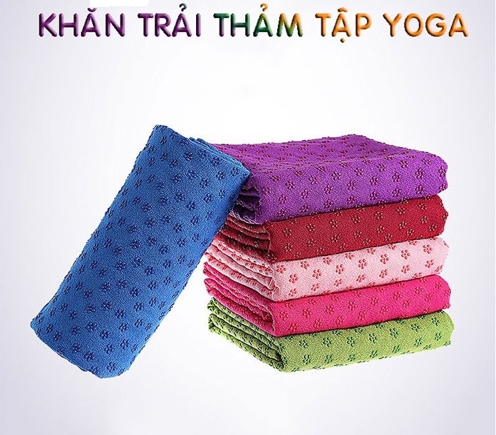 Khăn Trải Thảm Yoga Cao Cấp Chống Trượt Đính hạt PVC Hoa 5 Cánh theo màu - Độ Bám Dính Cao, Thấm Hút Mồ Hôi - Tặng Kèm Túi Đựng Khăn(ẢNH VÀ VIDEO TẠI SHOP)