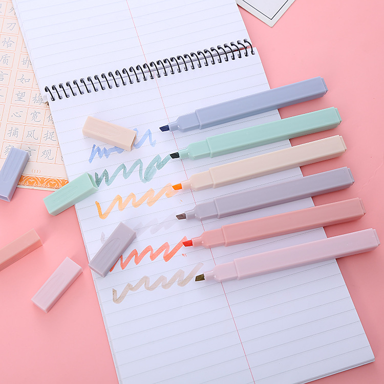 Set 6 bút highlight tông màu dễ thương dùng để take note ghi chú học tập