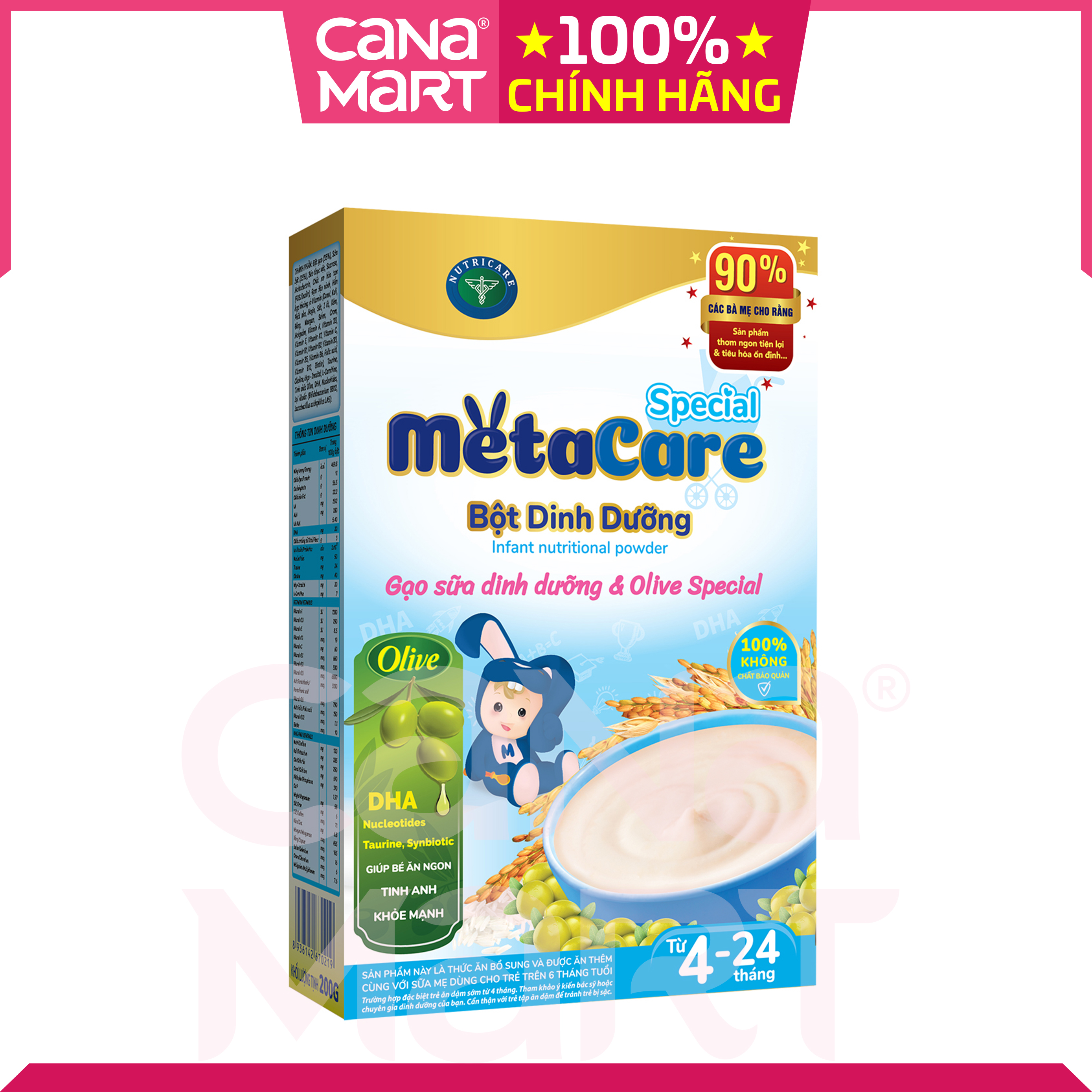 Bột ăn dặm tốt cho bé Nutricare Metacare Gạo sữa dinh dưỡng &amp; olive Special (200g)