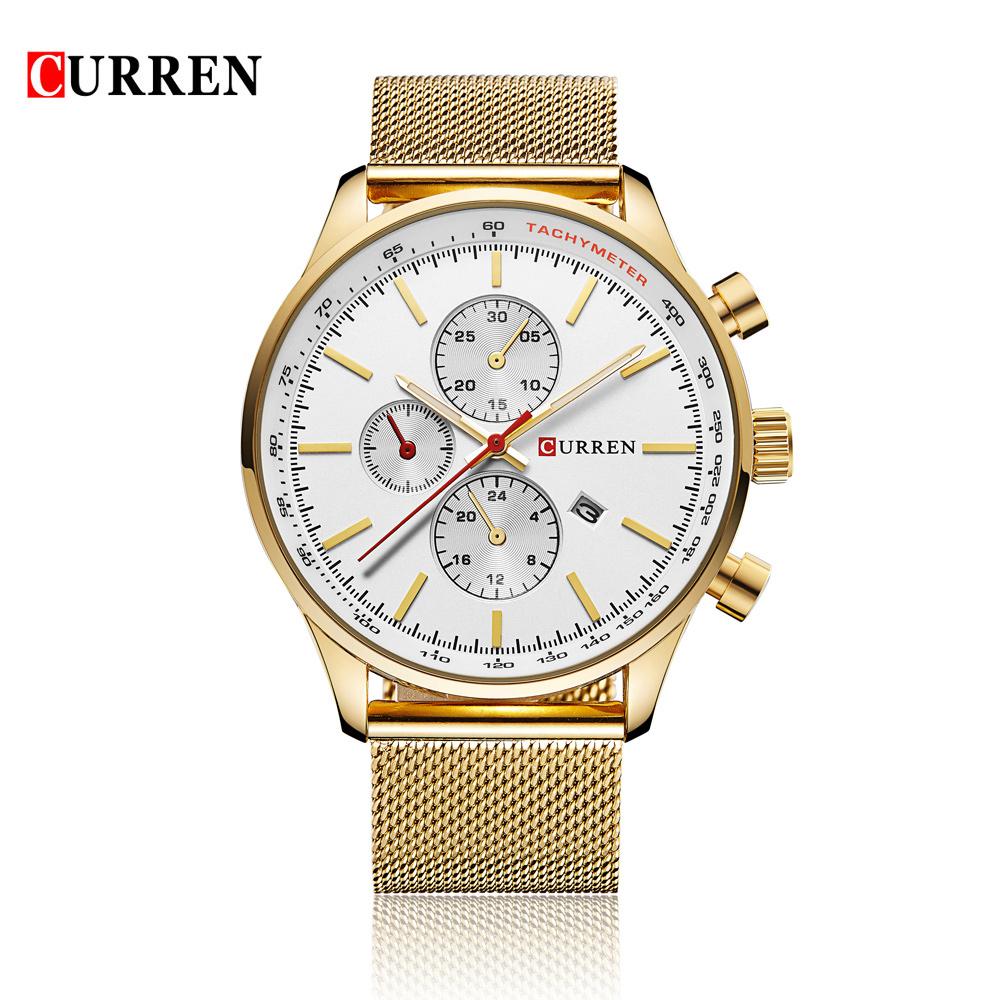 Đồng hồ đeo tay CURREN 2016 Thương hiệu Sang trọng dành cho Nam giới Chống nước - Bạc & Trắng