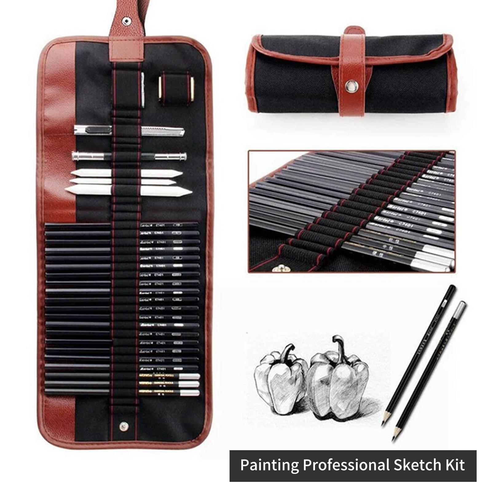 29/30PCS Pencil Set Draw Sketching Charcoal Pencil Art Professional Art Supplies with Storage Bag Portrait Drawing Tool