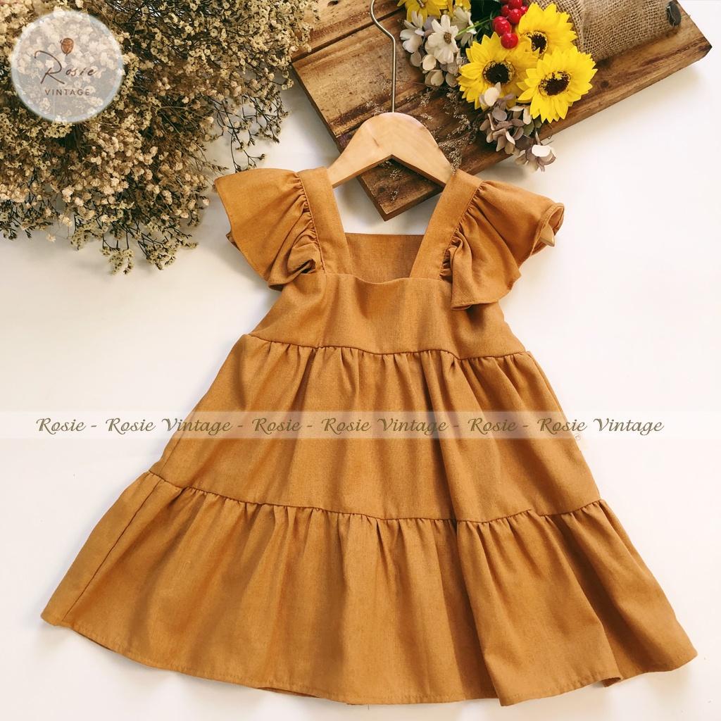 Váy cánh tiên ROSIE V22, chất vải Linen mềm thoáng mát cho bé gái từ 9 - 38kg