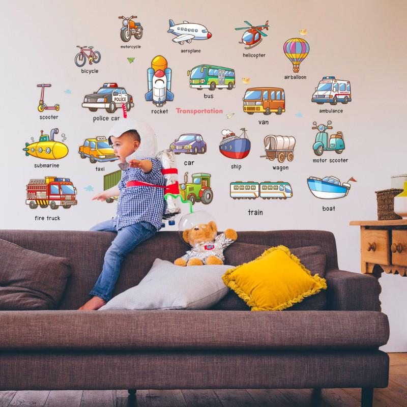 Decal dán tường Phương tiện giao thông tiếng anh