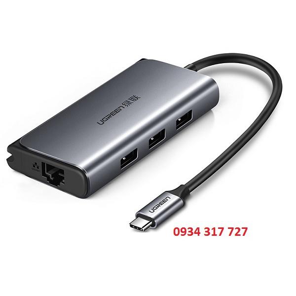 USB TYPE -C To LAN 100/1000 Kèm HUB USB 3.0 50252 | HUB 3 Cổng | Tốc độ Internet Lan: 10/100/1000Mbps