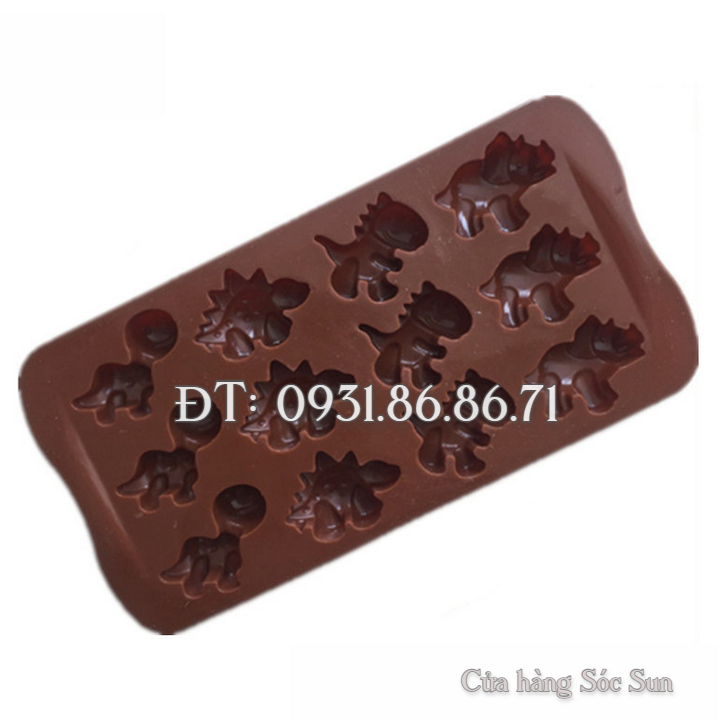 Khuôn silicon 12 con khủng long – Mã số 1566