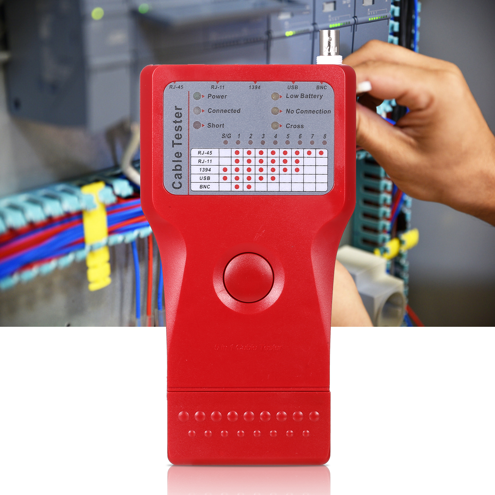Bộ Kiểm Tra Cáp Mạng Đa Chức Năng 5 Trong 1 RJ45 RJ11 Utp Stp BNC Cable Tester 1394 Line Tester Với Bộ Điều Khiển Từ Xa