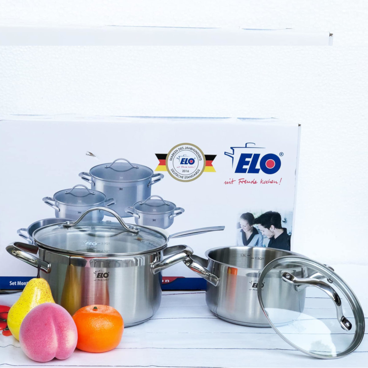 Bộ 5 nồi Inox thân đúc ELO Zurich Premium tặng 1 đồ chơi chó cao su Skye