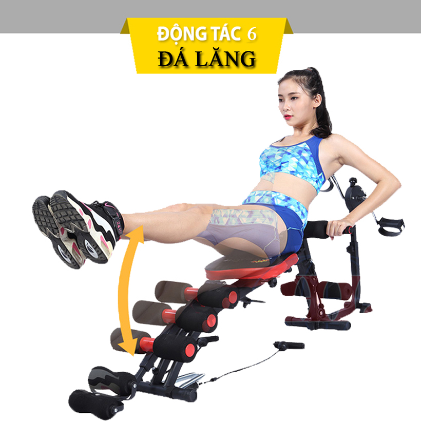 Máy tập bụng giảm béo New six pack care + Con lăn tập cơ bụng 4 bánh