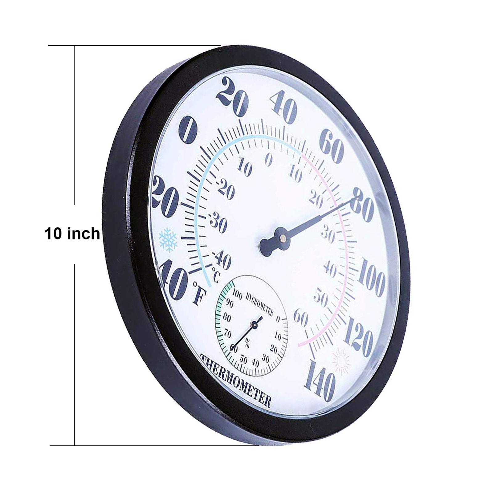 Indoor Outdoor Round Thermometer Garden Wall Thermometer Hygrometer for Patio, Large Number Thermometer No Battery Needed Hanging Hygrometer