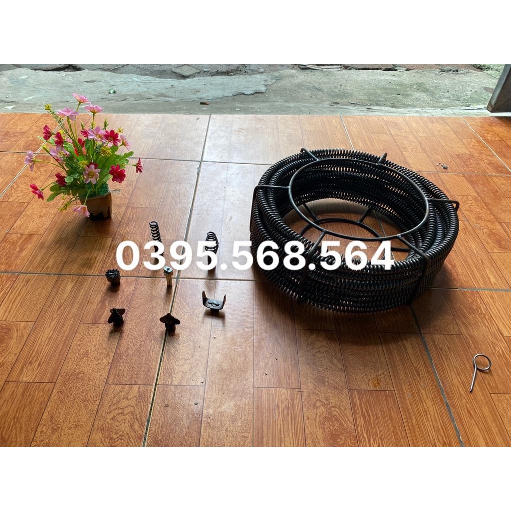 Siêu combo dây thông cống 9 M + 6 đầu thông + kết nối máy khoan