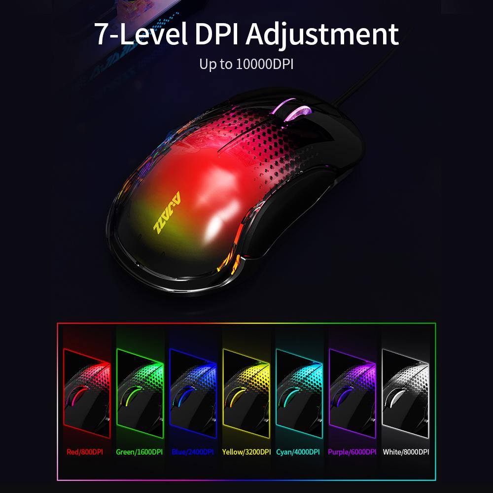Chuột chơi game có dây Ajazz AJ358 Công thái học 10000DPI cho máy tính để bàn,máy tính xách tay
