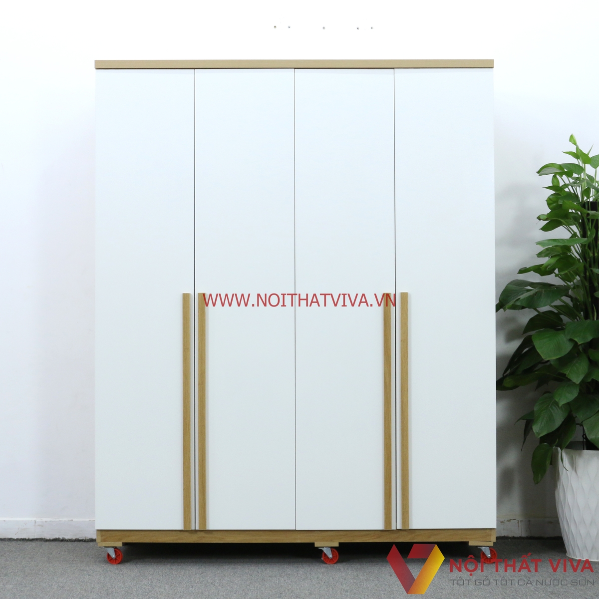 Tủ Quần Áo Gỗ MDF Melamine Màu Vàng 4 Cánh Trắng Hiện Đại Đẹp Giá Rẻ