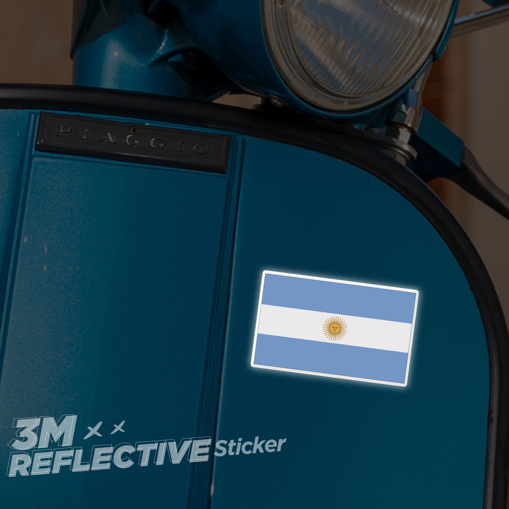 ARGENTINA FLAG 3M - Reflective Sticker Die-cut Hình dán phản quang thương hiệu STICKER FACTORY