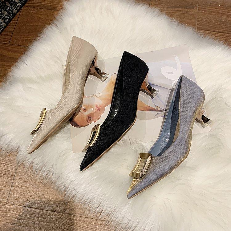 Giày Cao Gót Mũi Nhọn Màu Trơn Thời Trang Cho Nữ