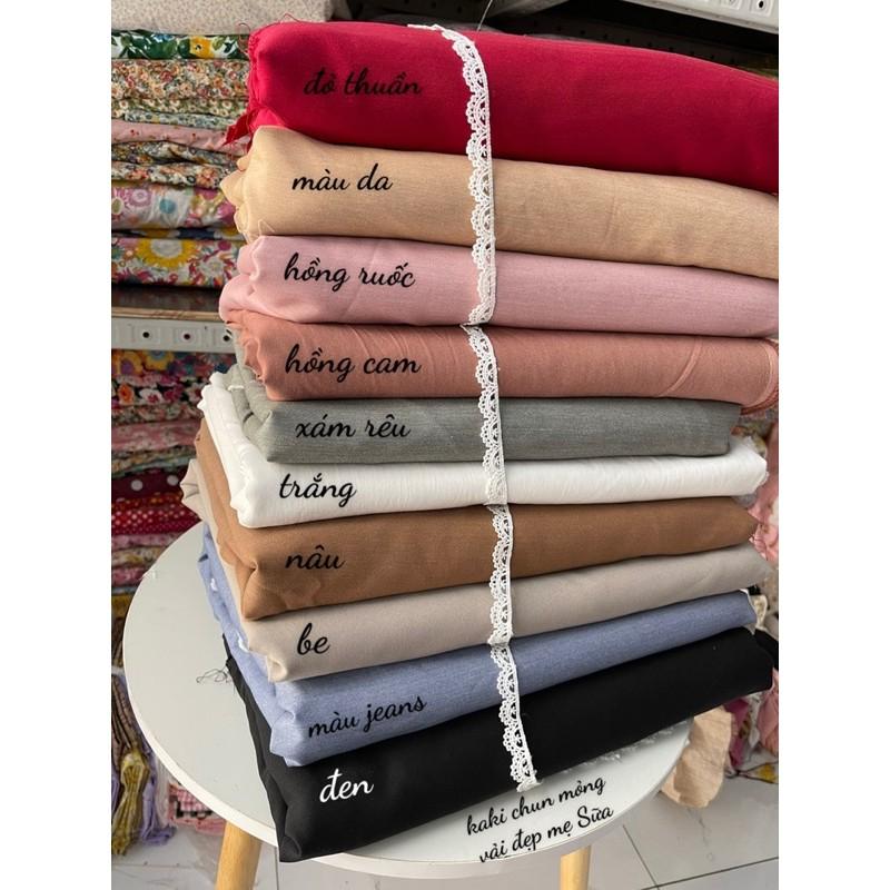Vải kaki chun mềm và co dãn may váy,áo,quần,đồ bộ
