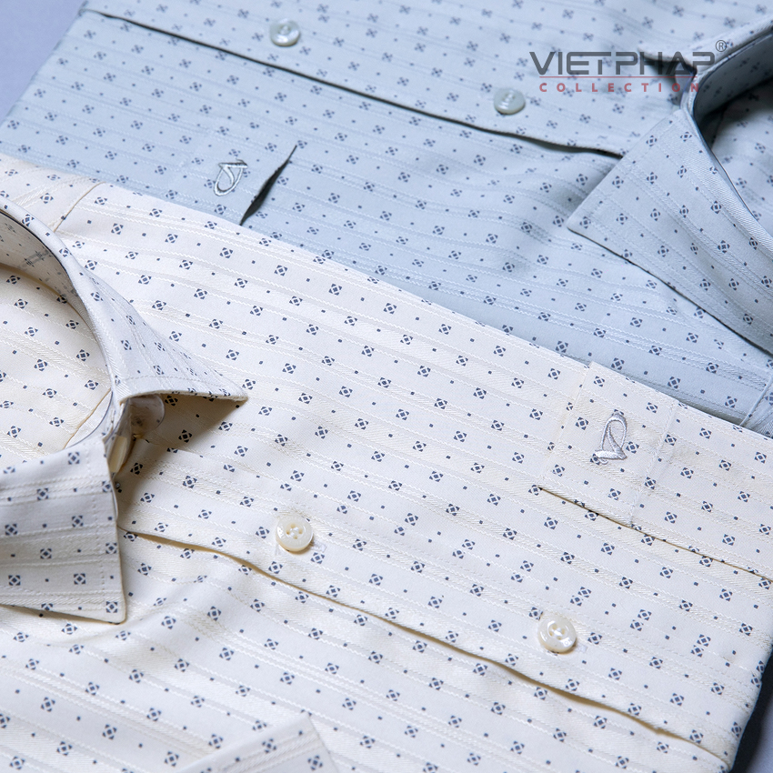 Áo Sơ Mi Nam Trung Niên Tay Ngắn Vạt Ngang Lụa Cao Cấp 9503 Việt Pháp