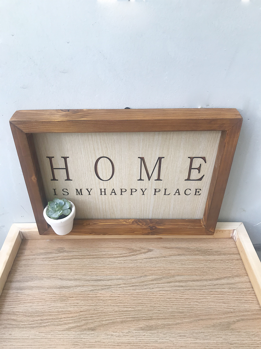 Khung ảnh và tranh treo tường “HOME- IS MY HAPPY PLACE” khắc laser đẹp - Làm đẹp thêm cho không gian sống nhà bạn