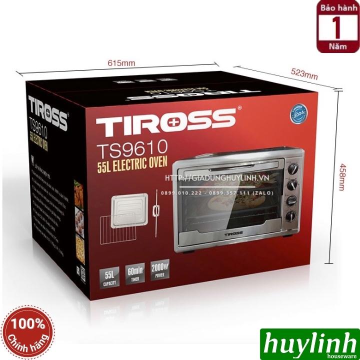 Lò nướng đối lưu Tiross TS9610 - 55 lít - 2000W - 12 chức năng nướng - Hàng chính hãng