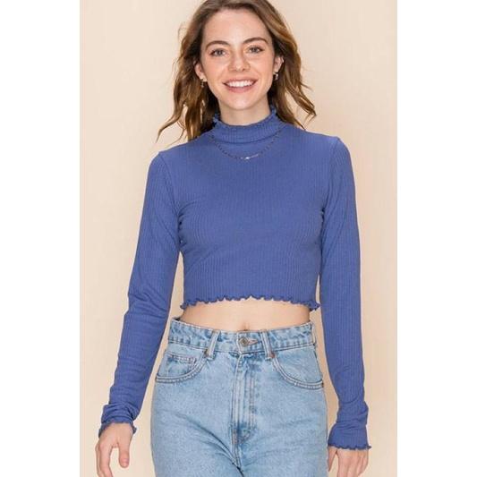 Áo crop top tay dài xuất dư mịn mát ( 4 màu )