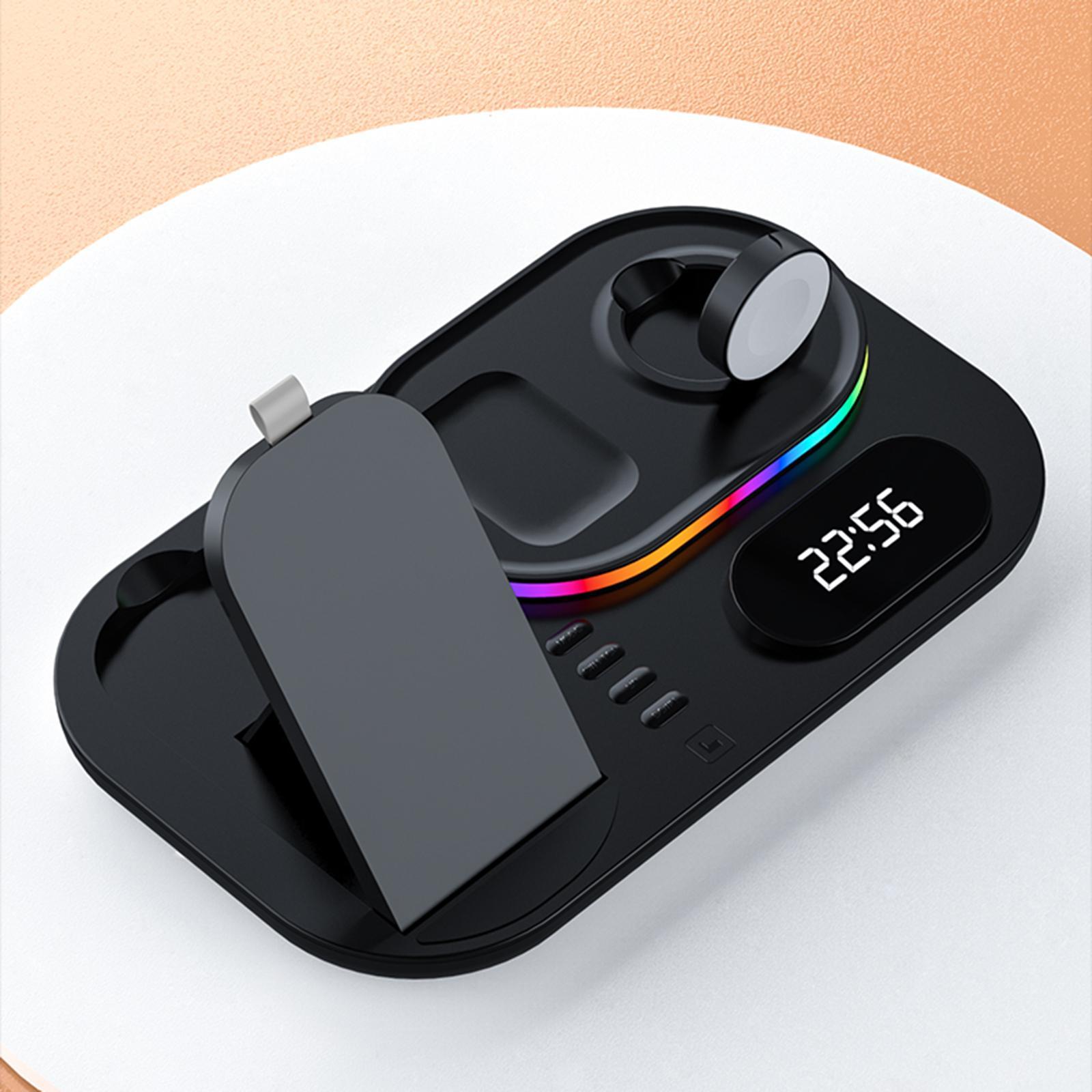 3 IN 1 Wireless Charger Stand Fast Charging Dock Adjustable Black