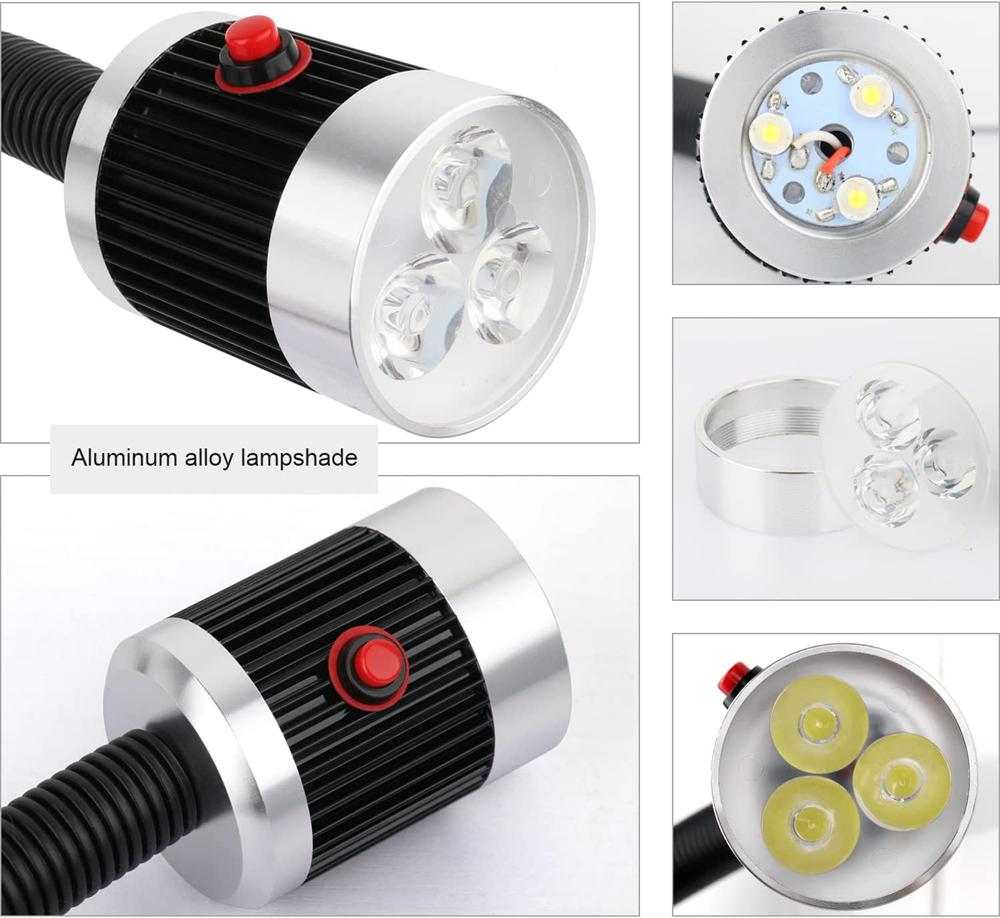 Đèn LED 9W 6W 3W 0.5W Máy May Đèn Làm Việc Đế Vít Đèn Công Nghiệp Cổ Ngỗng Linh Hoạt Cho Máy Khoan Máy Tiện Chiếu Sáng