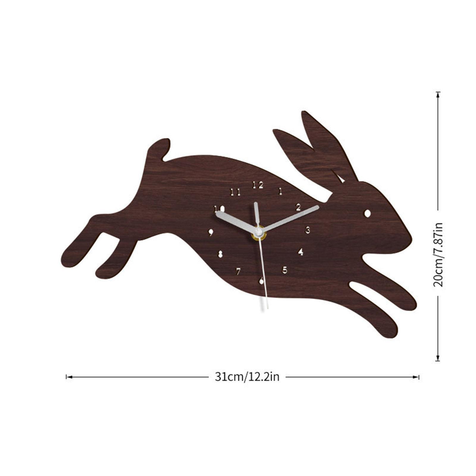 Rabbit Shape Cartoon Wall Clock Non Ticking school Adorable Durable Ornaments for Kids Decoration Nursery Decor