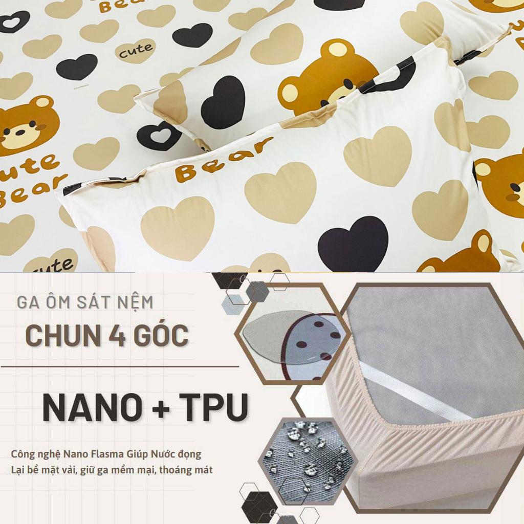 Ga chống thấm Cotton cao cấp gấu bear cute không sột soạt, không nóng, thoáng mát