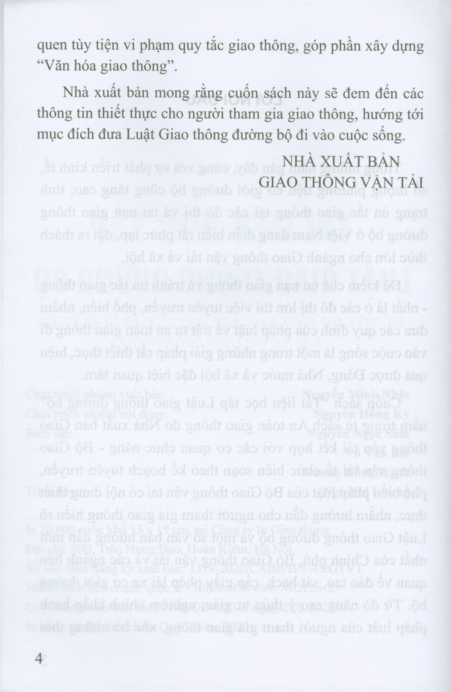 Tài Liệu Học Tập Luật Giao Thông Đường Bộ Dùng Cho Đào Tạo, Sát Hạch, Cấp Giấy Phép Lái Xe Cơ Giới Đường Bộ