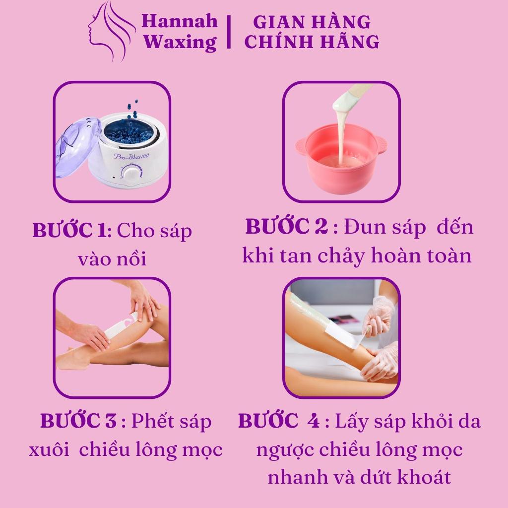 [CHE TÊN] Combo 100gr Sáp  Premium + Nồi Nấu Sáp Wax Lông Chống Dính Mini HANNAH WAXING Tặng Que