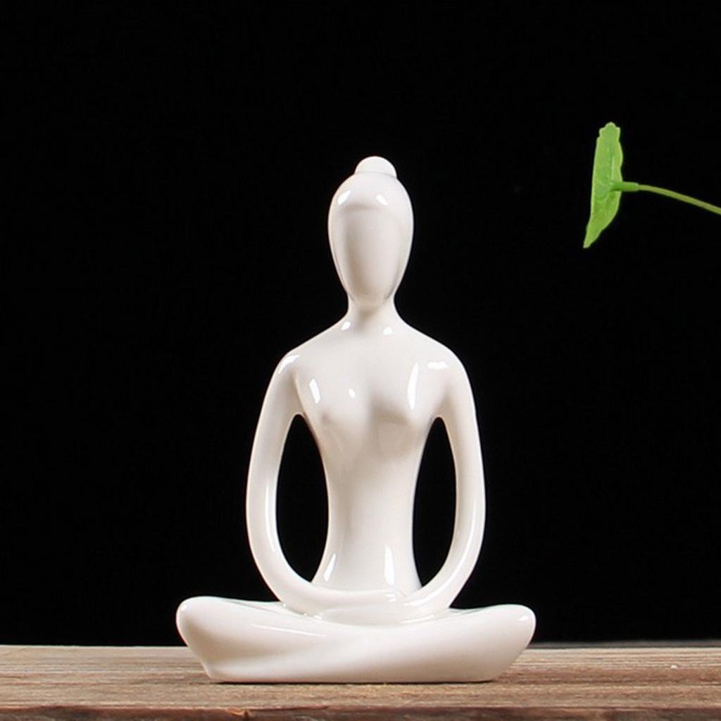4x Ceramic Yoga Figure Ornament Statue Sculpture for  Desk Decor