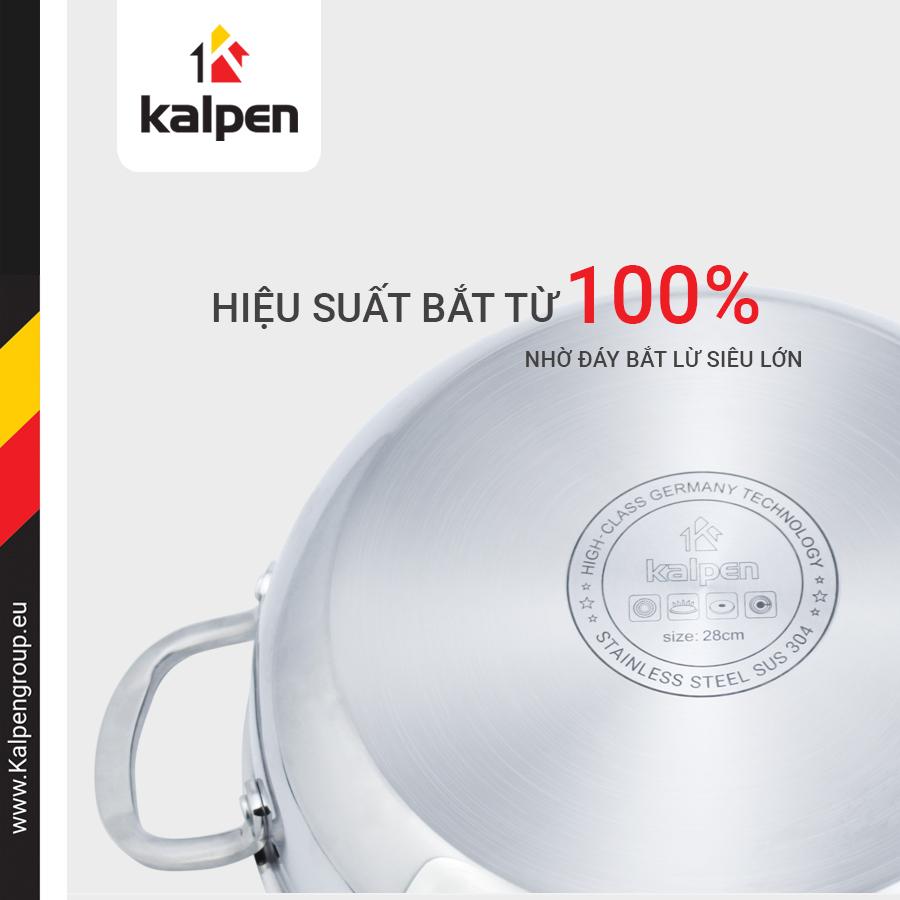 Chảo Lẩu INOX 304 Cao Cấp 3 Lớp Đúc Liền Nguyên Khối KP-8530 Size 30cm Hàng Chính Hãng KALPEN-GIA DỤNG ĐỨC