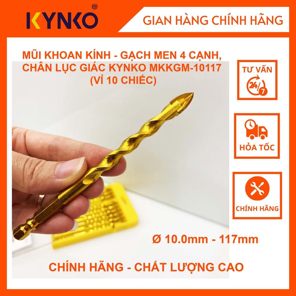 MŨI KHOAN KÍNH - GẠCH MEN 4 CẠNH, CHÂN LỤC GIÁC KYNKO ĐƯỜNG KÍNH PHI Ø 10 DÀI 117MM MKKGM-10117
