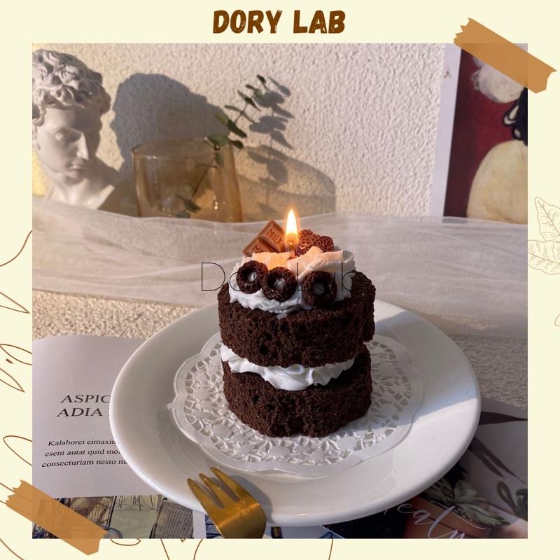 Nến Thơm Bánh Kem Sô-cô-la Mix Topping 2 Tầng Handmade, Quà Tặng Sinh Nhật - Dory Lab