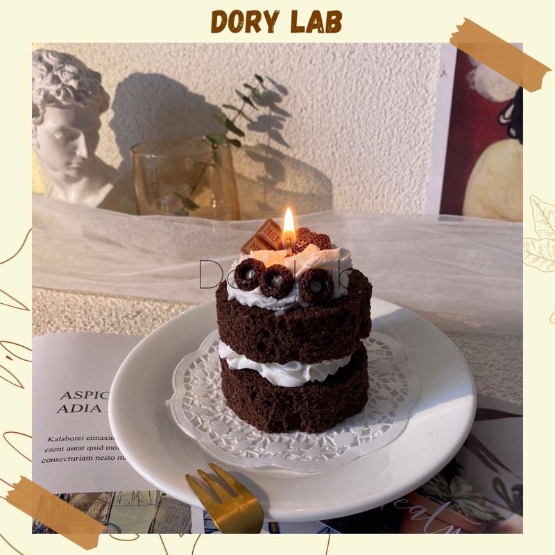 Nến Thơm Bánh Kem Sô-cô-la Mix Topping 2 Tầng Handmade, Quà Tặng Sinh Nhật - Dory Lab