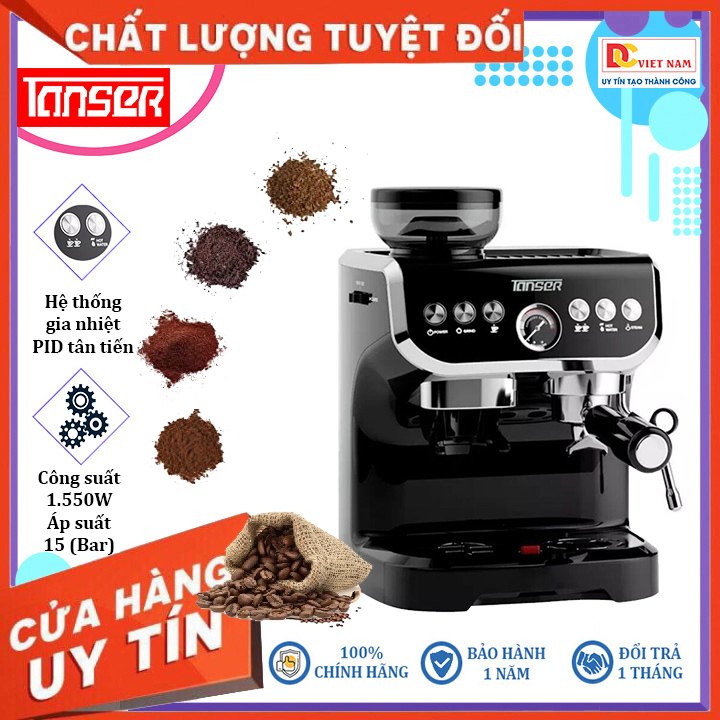 Máy pha cà phê Espresso chuyên nghiệp 4 trong 1. Thương hiệu cao cấp Tanser