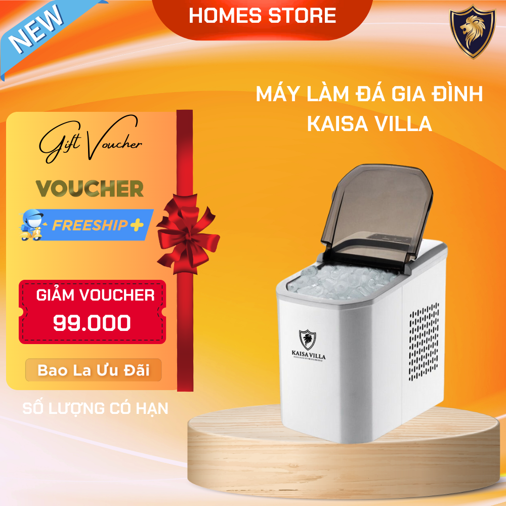 Máy Làm Đá Viên Tự Động KAISA VILLA JD-8076 Thời Gian 6 Phút  Dung Tích 2L Công Suất 105W - Hàng Chính Hãng