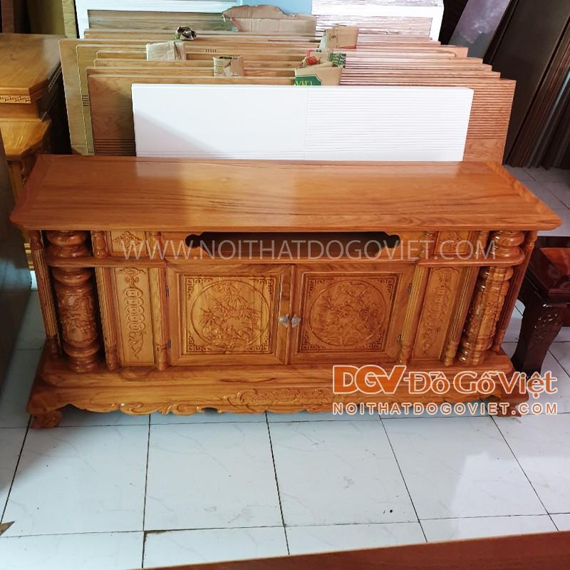 Kệ Tivi Cổ Điển Gỗ Gõ Đỏ Đẹp Giá Rẻ 1m4, kệ gỗ để tivi , kệ trang trí