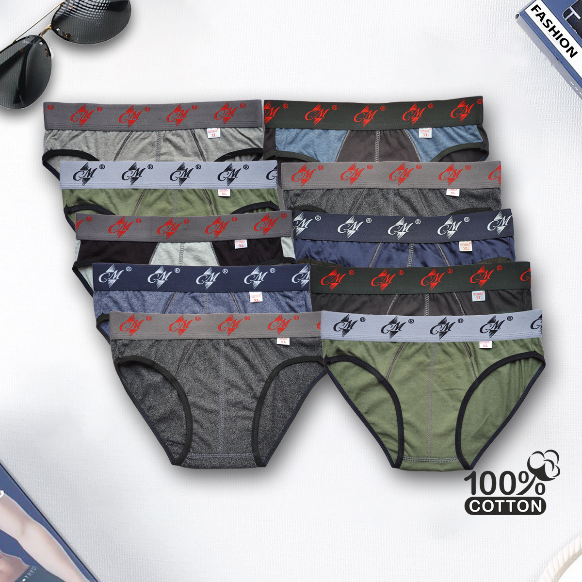 Combo 5 Quần Lót Nam vải cotton 2 chiều co giãn lưng CM hiệu CITYMEN, màu ngẫu nhiên, sịp nam - LMTK-CM2C