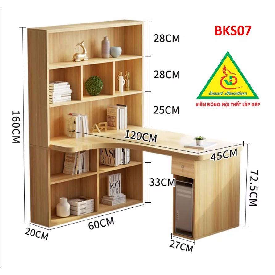 Bàn làm việc, bàn học khung sắt mặt gỗ BKS07 - Nội thất lắp ráp Viendong Adv