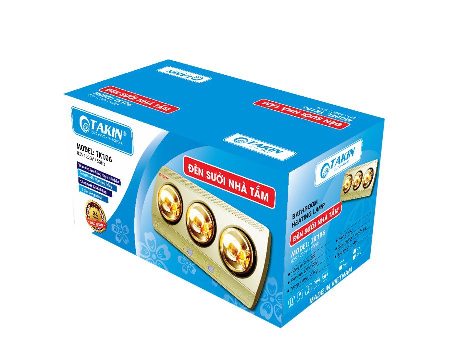 Đèn Sưởi Phòng Nhà Tắm 3 Bóng TAKIN TK-106 - Hàng Chính Hãng